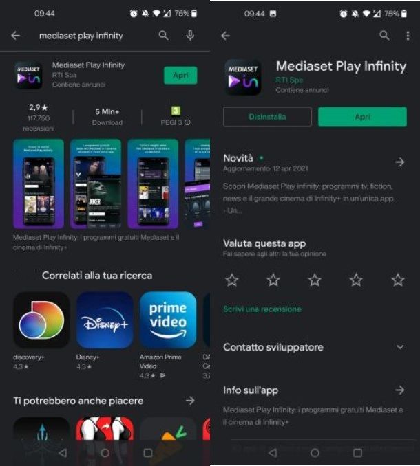 Mediaset Play Infinity App android