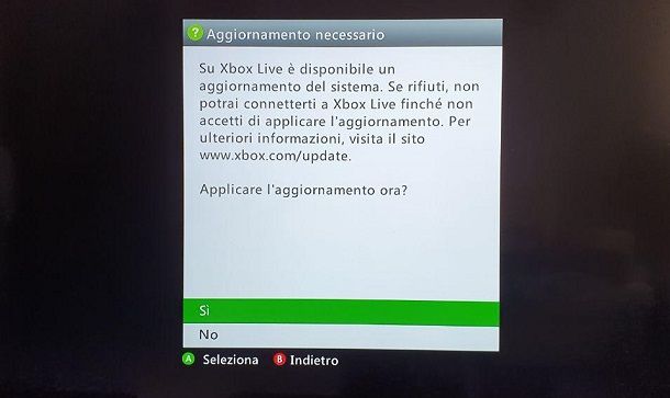 Aggiornamento Xbox 360