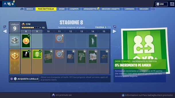Bonus EXP Pass Battaglia Fortnite