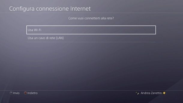 Configura Connnessione Internet PS4