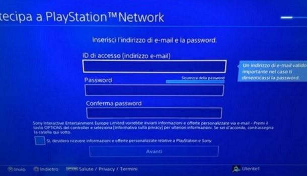 Dati Iscrizione PlayStation Network
