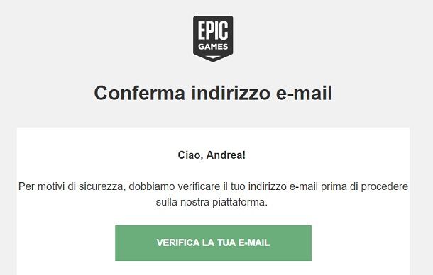 Epic Games Verifica Email