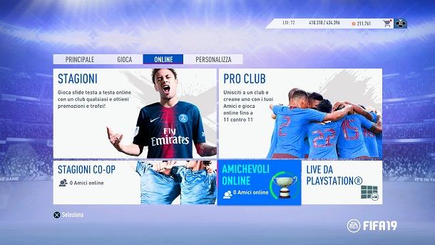 FIFA 19 Amichevoli Online