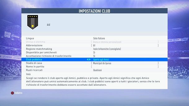FIFA 19 Pro Club (nei menu)