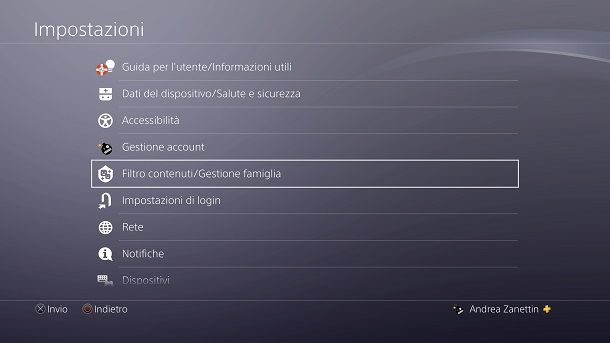 Gestione Famiglia PS4