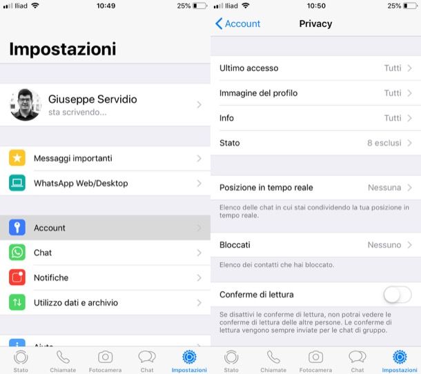 Disattivare le conferme di lettura