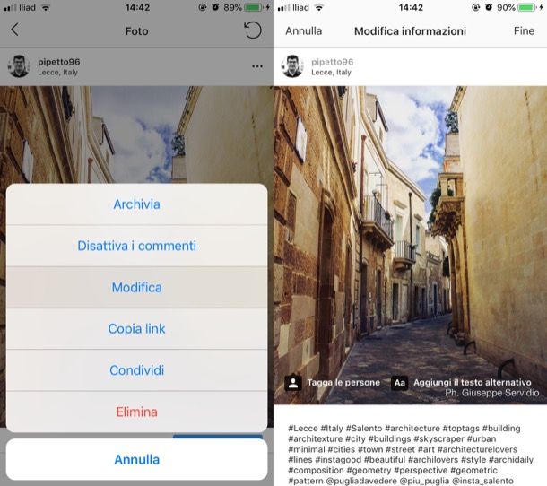 Come modificare una foto pubblicata su Instagram Salvatore Aranzulla