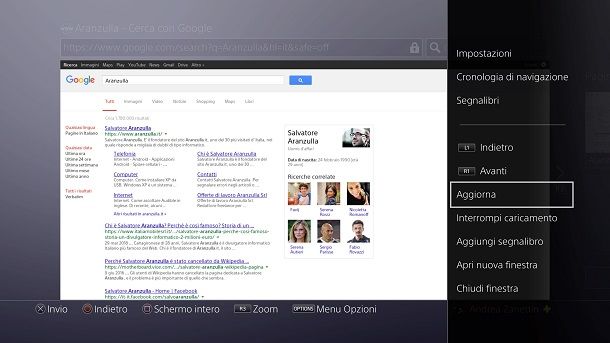 Impostazioni avanzate Browser PS4