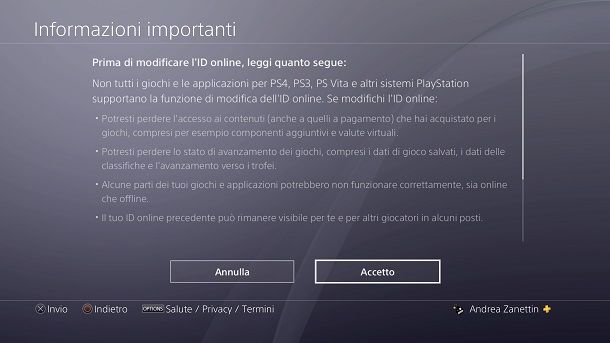 Informazioni Cambio ID PSN Fortnite