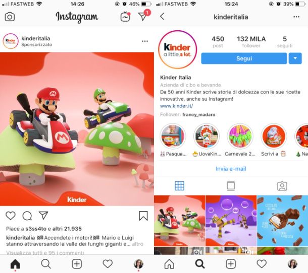 Instagram post sponsorizzati