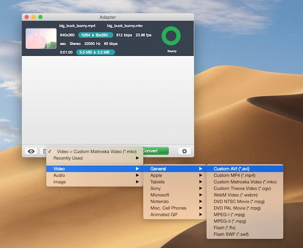 Screenshot di Adapter su macOS