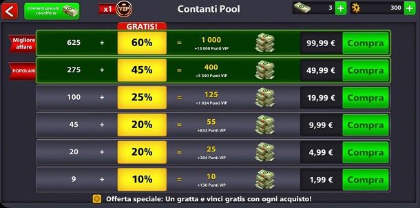 Microtransazioni 8 Ball Pool