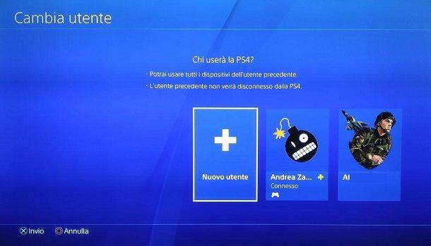 Nuovo Utente Locale PS4