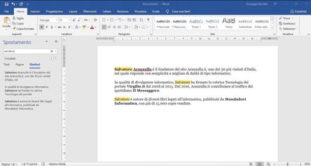 Come cercare una parola su Word