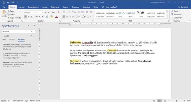 Come cercare una parola su Word