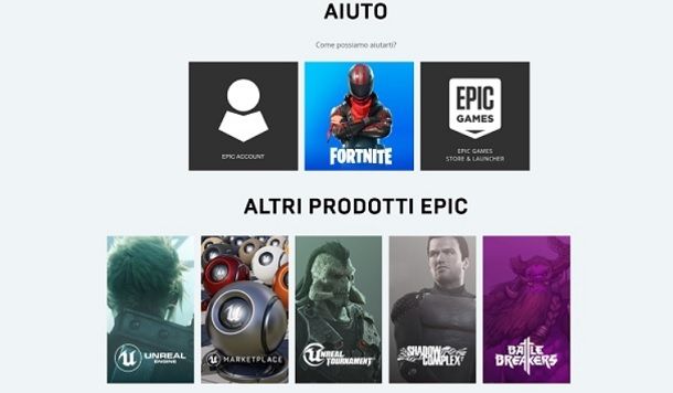 Supporto Epic Games