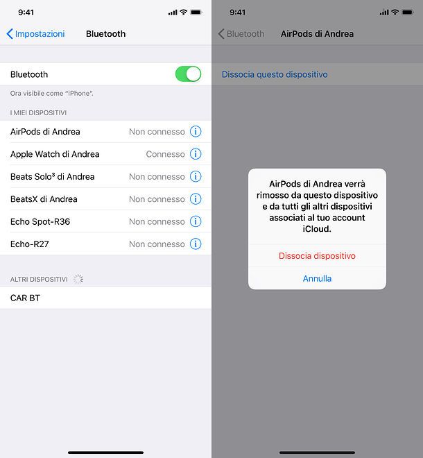 Dissociare AirPods