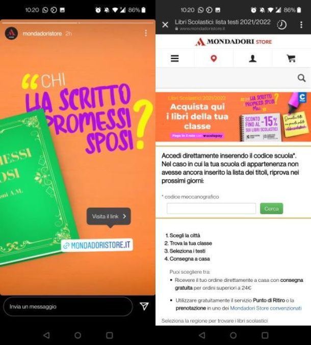 Come si fa swipe up nelle storie di Instagram da app