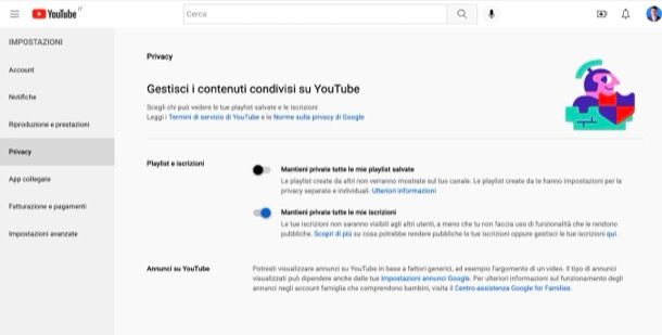 Nascondere iscrizioni su YouTube