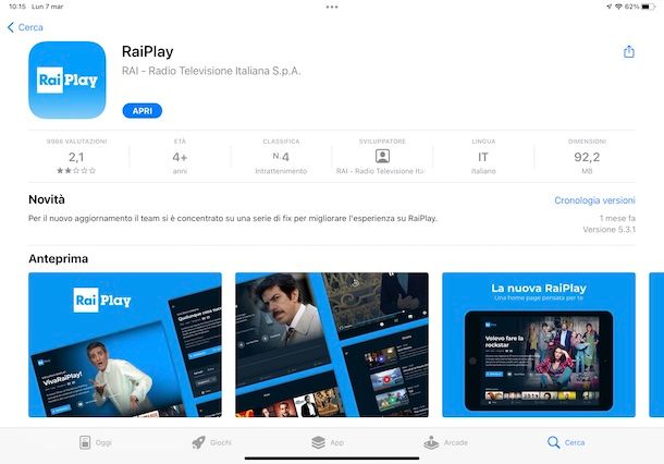 RaiPlay iPad