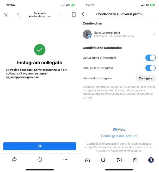 Collegare Instagram a Facebook