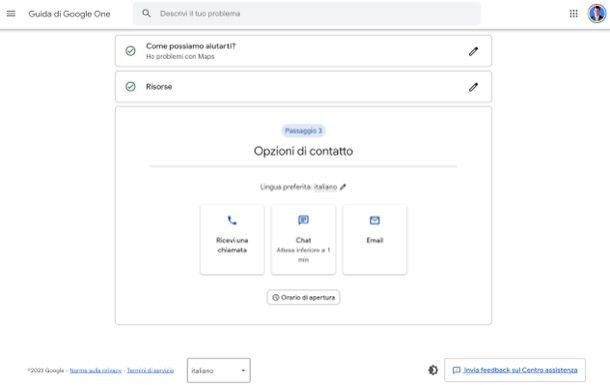 Contattare assistenza Google Maps