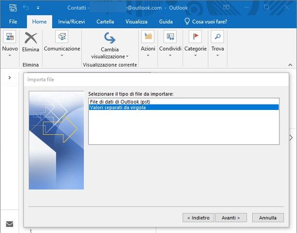 Come importare contatti da Google — Microsoft Outlook