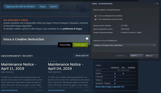 creative destruction installazione steam