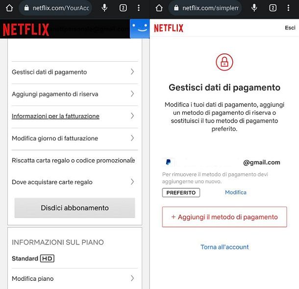 Come aggiornare metodo di pagamento Netflix Smartphone