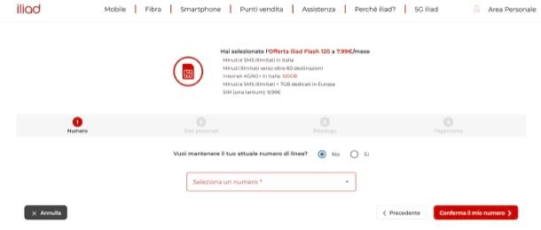 Attivare offerta Iliad cambiando il numero