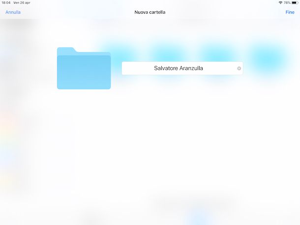 Creare una cartella su iPad con l'app File