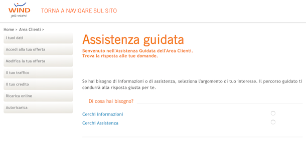 Assistenza guidata Wind