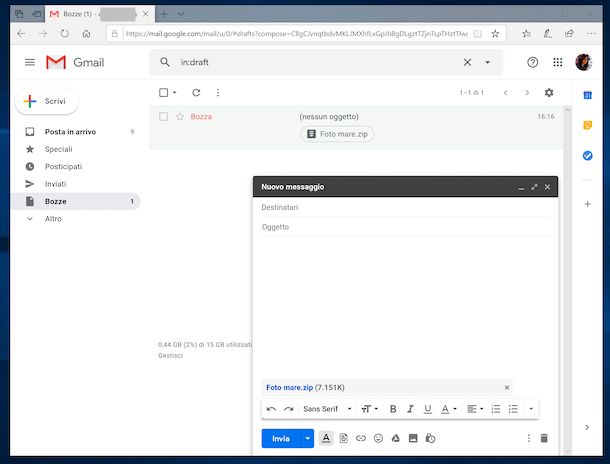 Screenshot di Gmail su Windows 10