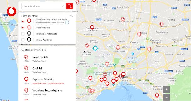 Mappa Vodafone Store