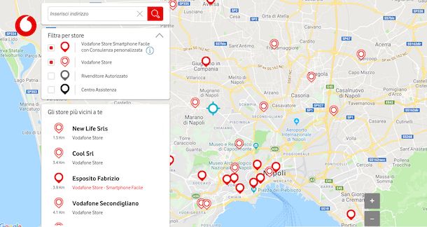 Mappa Vodafone Store