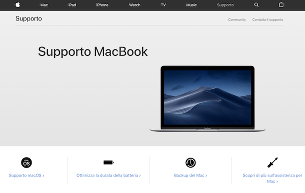 Supporto Apple MacBook