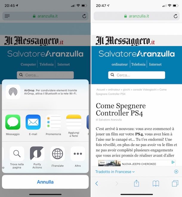 Come tradurre una pagina Web dal cellulare