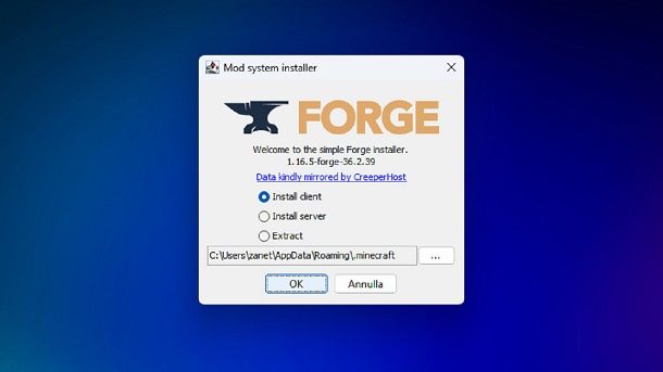 Installare Minecraft Forge Windows
