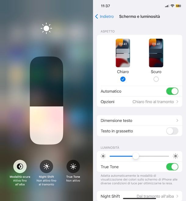 Regolare luminosità dello schermo iPhone manualmente