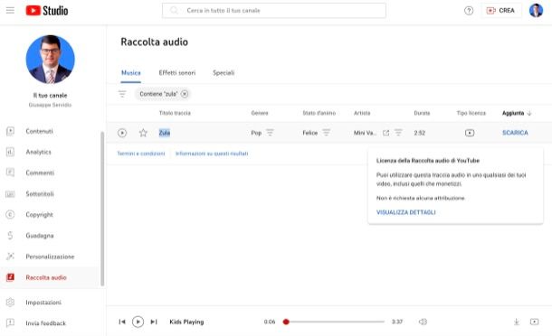 Trovare audio copyright free su YouTube