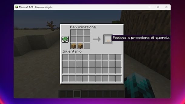 Pedana a pressione di quercia Minecraft