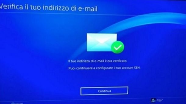Indirizzo e-mail verifica PlayStation