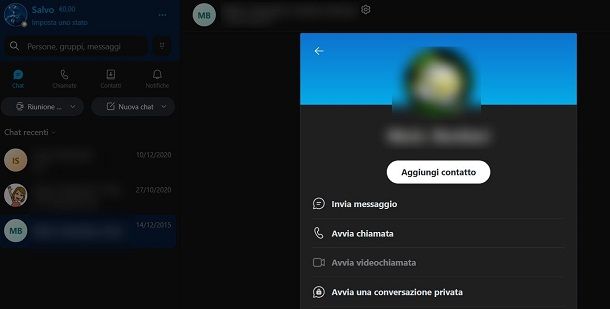 Come aggiungere contatti Skype da chat