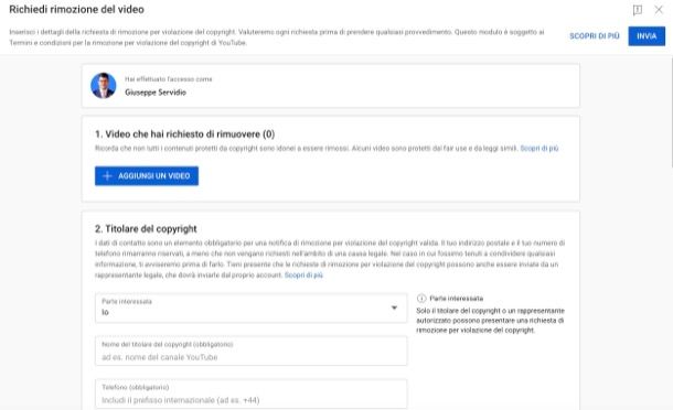 Come segnalare violazione copyright su YouTube
