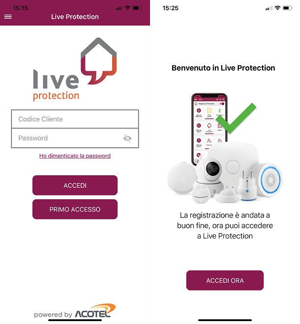 Configurazione app Live Protection