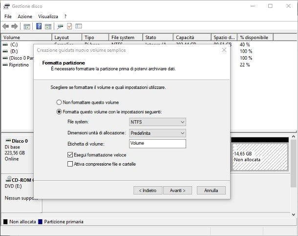Come formattare SSD per Windows - Gestione disco
