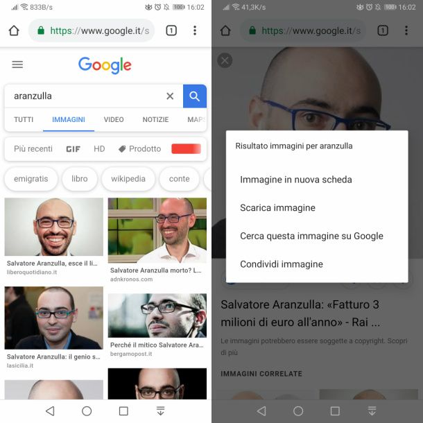 google chrome scaricare immagini