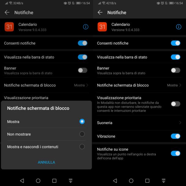 huawei attivazione notifiche su singole app