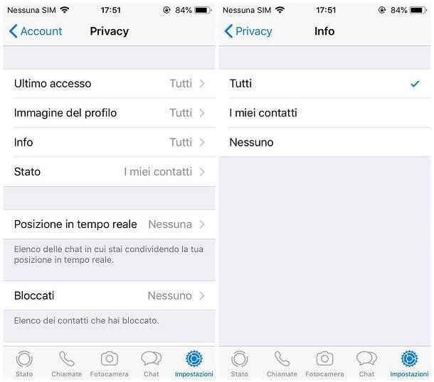 Come nascondere lo stato su WhatsApp per iPhone - Stato testuale