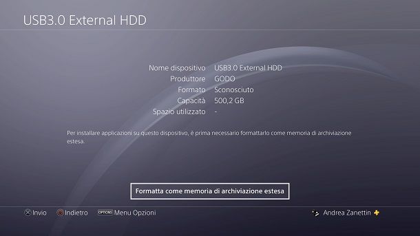 Memoria Archiviazione Esterna PS4